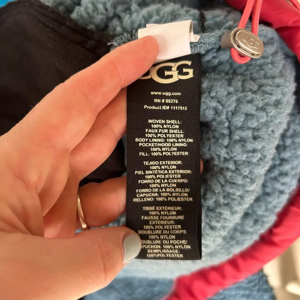 UGG IGGY Sherpa 1/2 Zip Pullover Jacket Blue XS